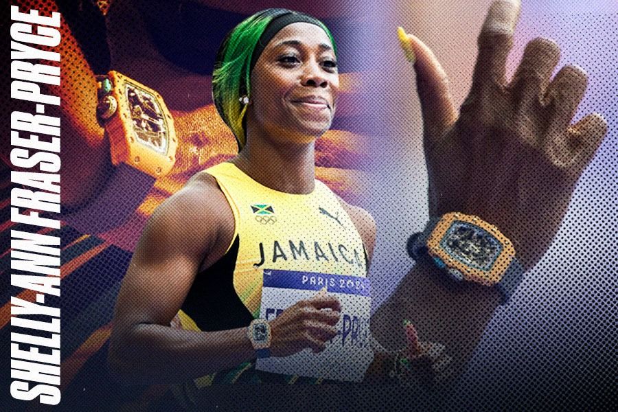 Jam tangan mewah Richard Mille yang dikenakan Pryce saat tampil di lintasan atletik Olimpiade 2024 berharga Rp3 miliar (Yusuf/Skor.id).