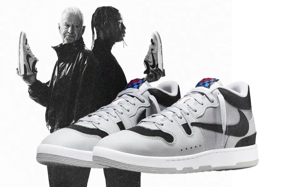 Sneaker Nike Attack x Travis Scott dengan BA John McEnroe dan Travis Scott (Jovi Arnanda/Skor.id).