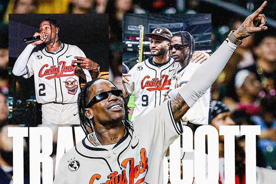 Aksi rapper Travis Scott dalam acara Cactus Jack Softball Classic 2024 (Dede Sopatal Mauladi/Skor.id).