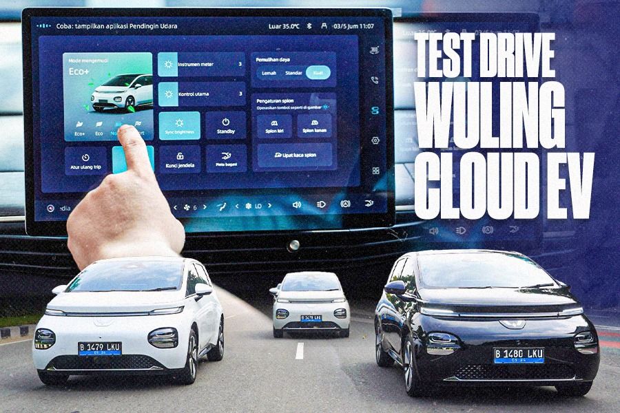 Kegiatan test drive Wuling Cloud EV bersama media digelar di kawasan Kemayoran Jakarta, 2-3 April 2024 (Dede Sopatal Mauladi/Skor.id).