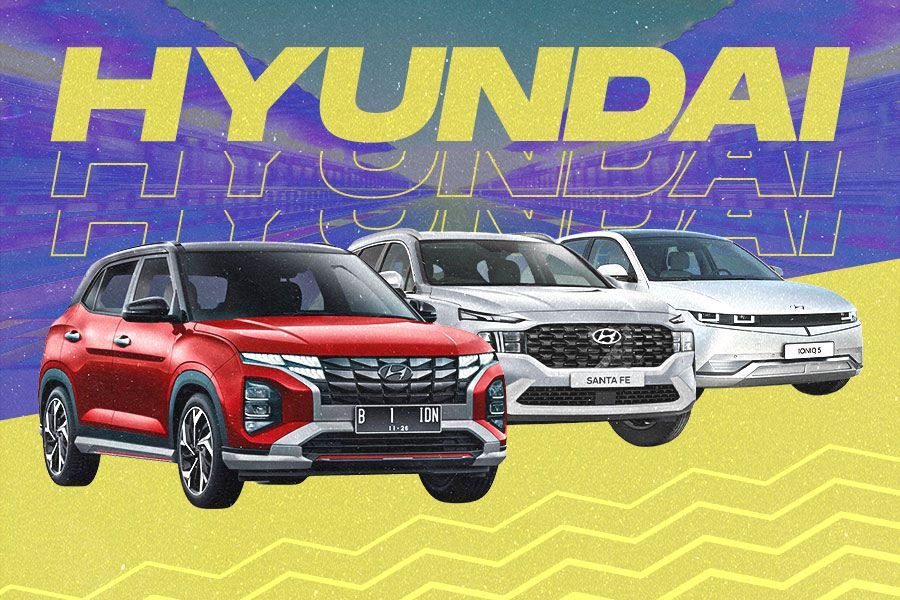 Hyundai Creta, Santa Fe, dan Ioniq 5 (M. Yusuf/Skor.id).