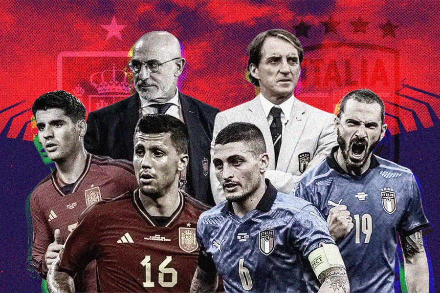 Spanyol dan Italia akan berhadapan pada laga semifinal UEFA Nations League, kedua negara memiliki sejarah pertemuan yang menarik. (Hendy AS/Skor.id)