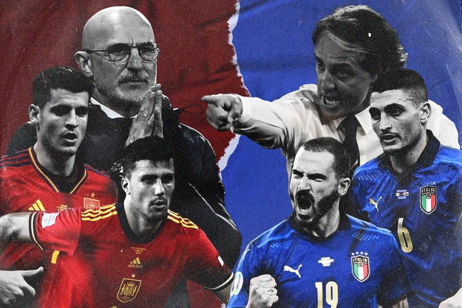 Laga semifinal UEFA Nations League mempertemukan Spanyol vs Italia. (Jovi Arnanda/Skor.id)