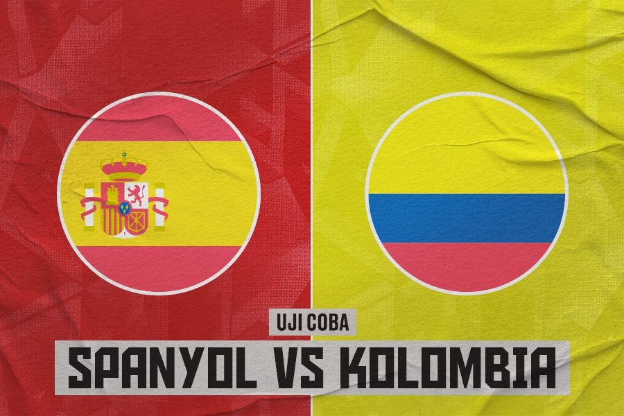 Laga Spanyol vs Kolombia di ajang uji coba. (Rahmat Ari Hidayat/Skor.id).