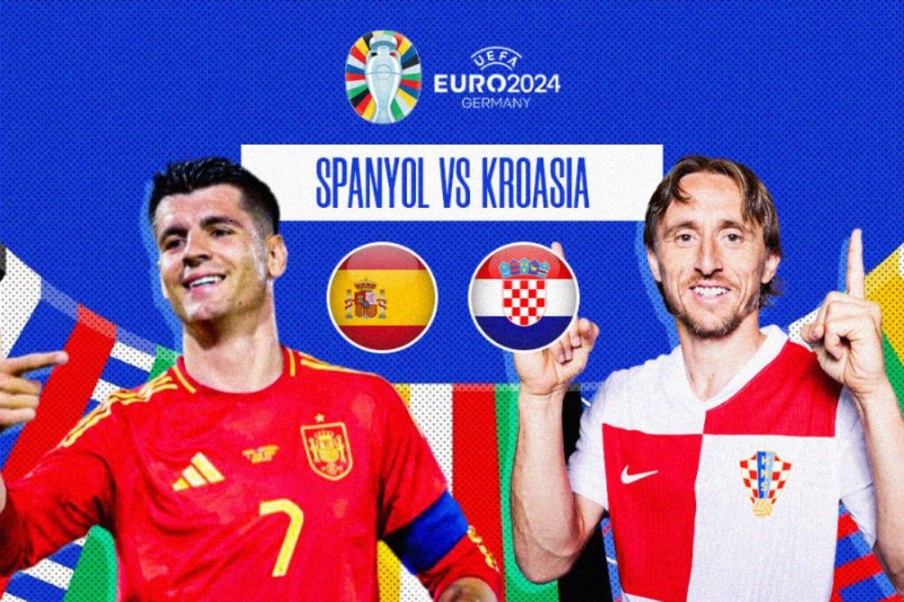 Laga Spanyol vs Kroasia di Grup B Euro 2024. (Hendy Andika/Skor.id).
