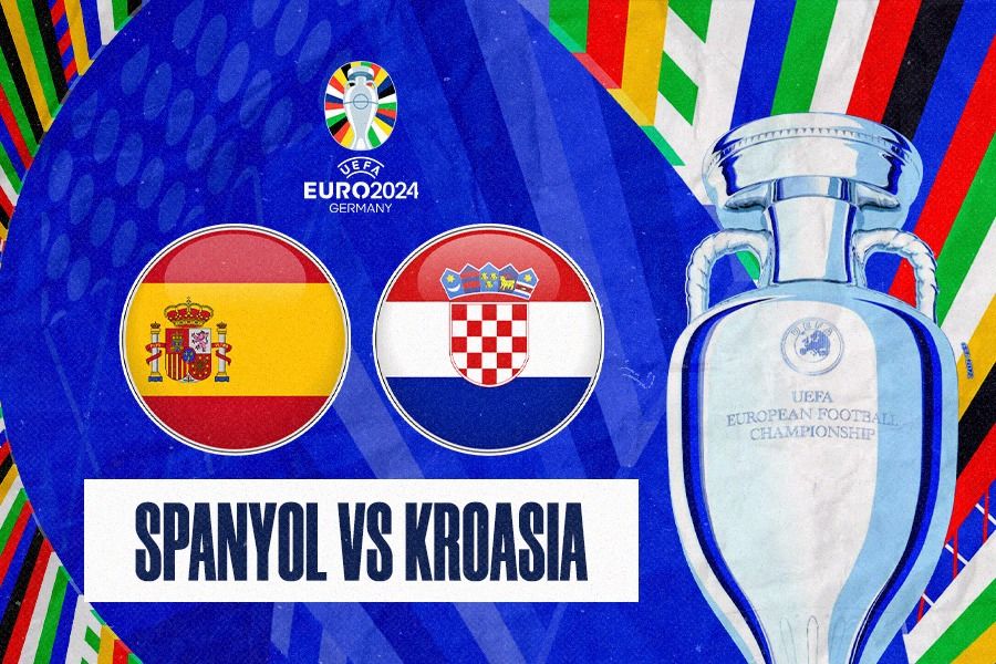 Laga Spanyol vs Kroasia di Grup B Euro 2024. (Dede Sopatal Mauladi/Skor.id).