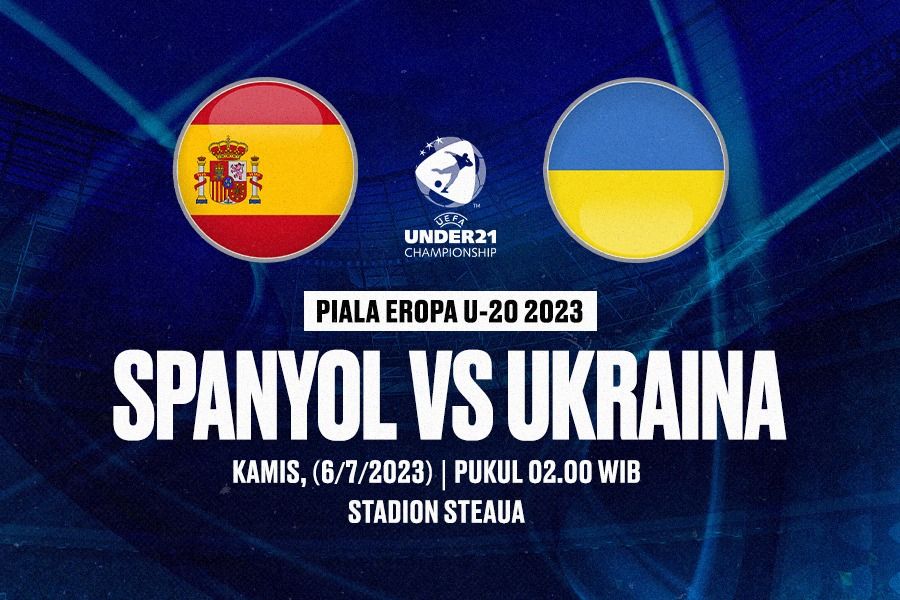 Laga Spanyol vs Ukraina di semifinal Piala Eropa U-21 2023 (Euro 2021-2023). (Dede Mauladi/Skor.id)