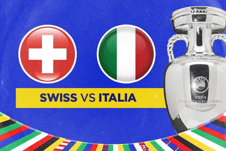 Laga Swiss vs Italia di 16 besar Euro 2024. (Hendy Andika/Skor.id).