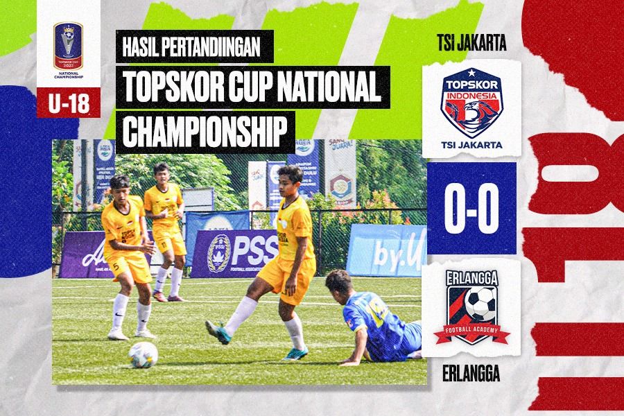 TSI Jakarta vs Erlangga di pertandingan grup A TCNC U-18 2023. (Dede Mauladi/Skor.id)