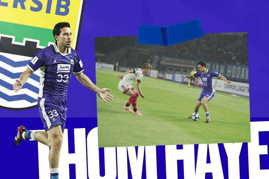 Gelandang Persib Bandung, Thom Haye. (Foto: Yogie Gandanaya/Skor.id/Grafis: Deni Sulaeman/Skor.id).