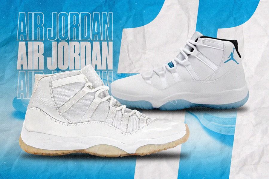 Tidak banyak yang mengetahui sejarah sepatu Air Jordan 11 berikut varian retronya. Air Jordan 11 “Silver Anniversary” keluaran 2010 dan Air Jordan 11 “Legend Blue”  rilisan 2014. (Dede Mauladi/Skor.id) 