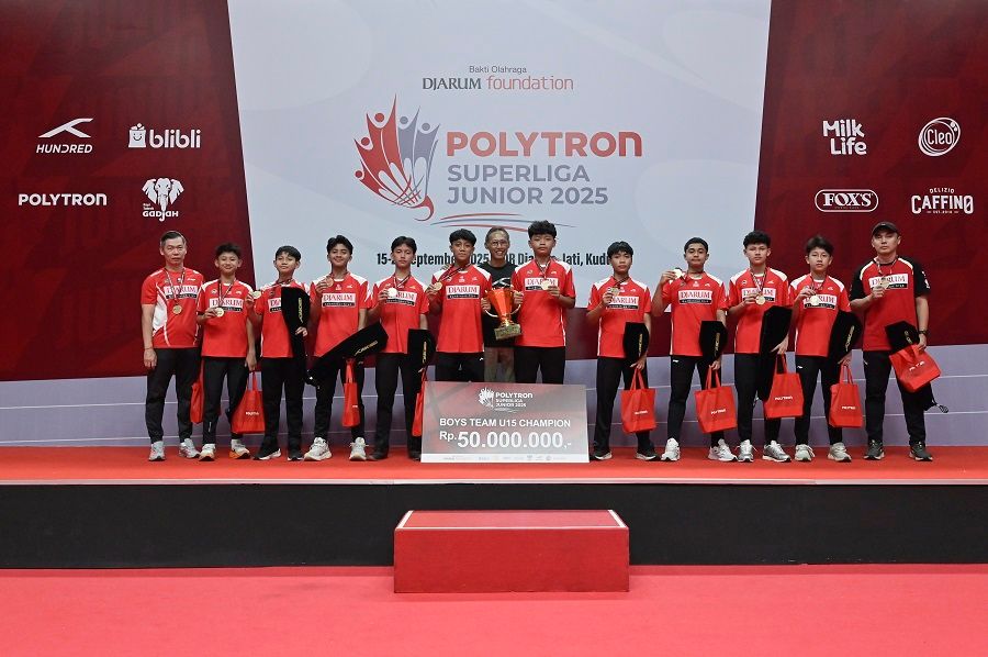 Tim U-15 Putra PB Djarum meraih gelar Piala Sigit Budiarto. (Superliga Junior 2025)