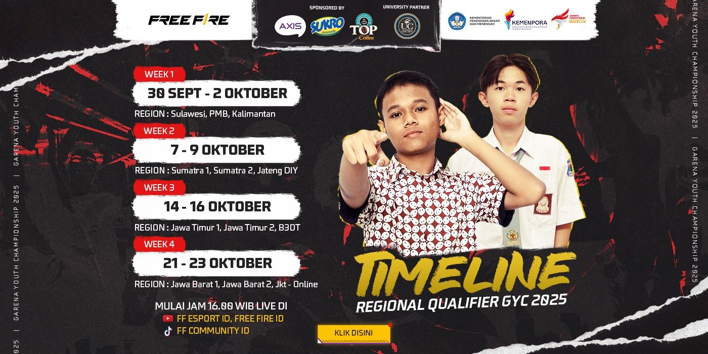 Timeline Regional Qualifier GYC 2025. (Garena)