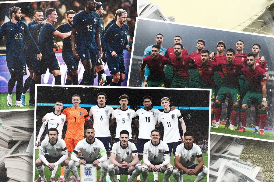 Timnas Inggris, Prancis, dan Portugal jadi tiga besar tim dengan nilai tertinggi saat ini. (Jovi Arnanda/Skor.id)