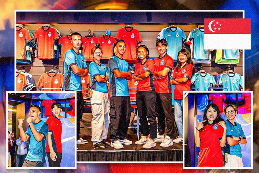 Jersey kandang dan tandang Tim Nasional Singapura untuk ASEAN Championship 2024 didesain dengan warna sarat makna. (Dede S. Mauladi/Skor.id)  