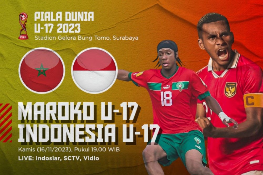 Cover pertandingan Maroko U-17 vs Indonesia U-17 di Piala Dunia U-17 2023. (Hendy Andika/Skor.id)