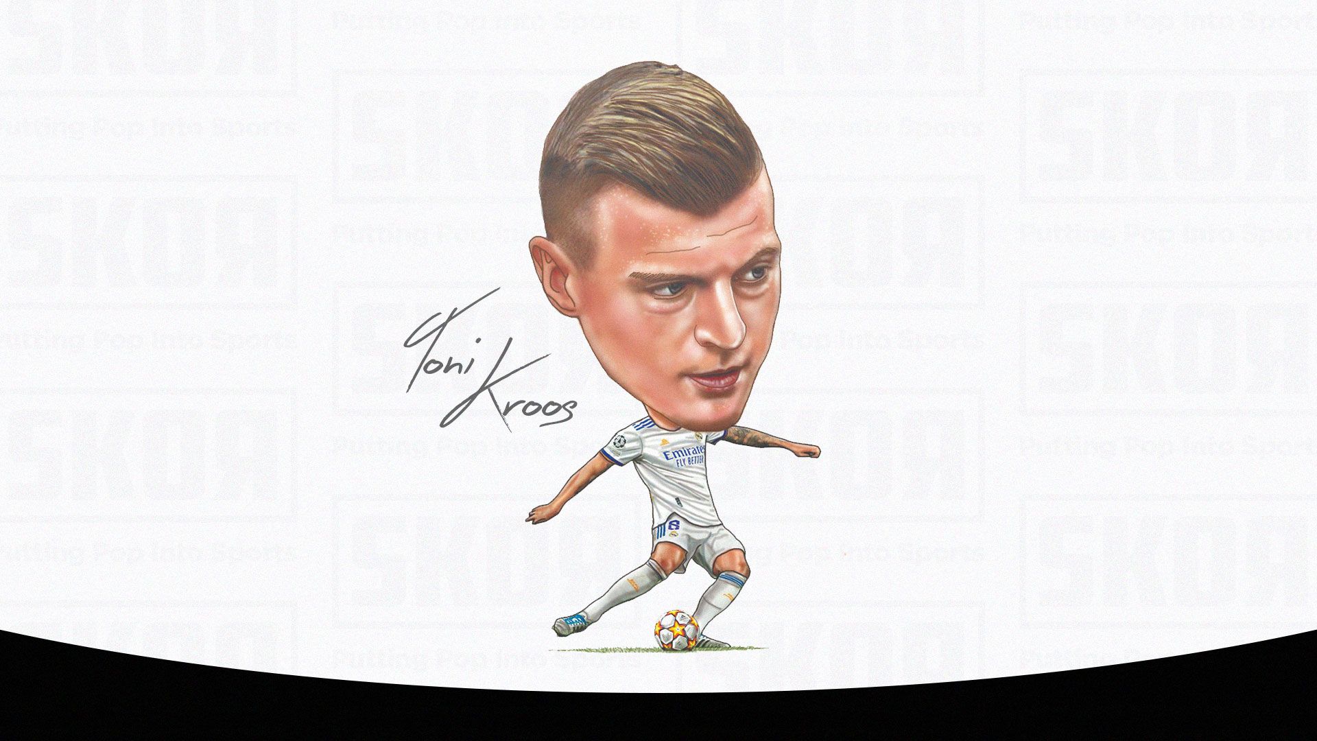 Ilustrasi karikatur pemain Real Madrid, Toni Kroos. (Abdul Rohim/Skor.id).