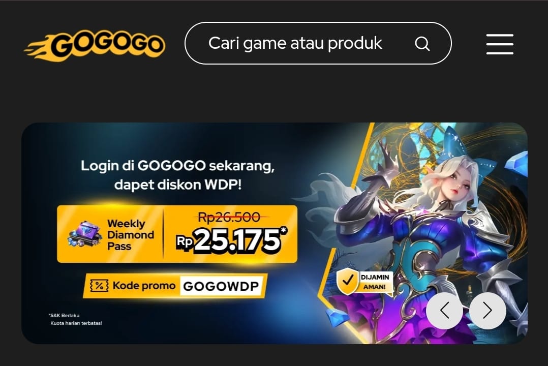 Top up diamond Mobile Legends.