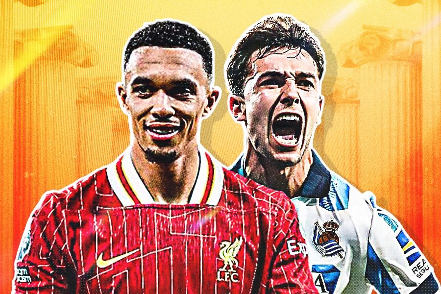 Trent Alexander-Arnold dan Martin Zubimendi menjadi target Real Madrid. (Rahmat Ari Hidayat/Skor.id).