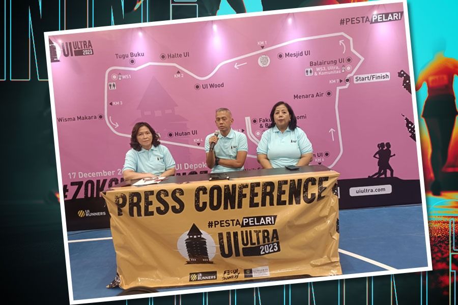 Konferensi pers UI Ultra 2023 di Decathlon, Jakarta, Kamis (14/12/2023). (Yusuf/Skot.id)