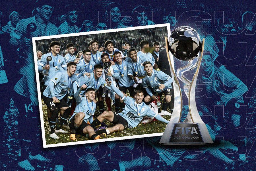 Timnas Uruguay U-20 ketika merayakan gelar juara Piala Dunia U-20 2023 (Hendy AS/Skor.id).