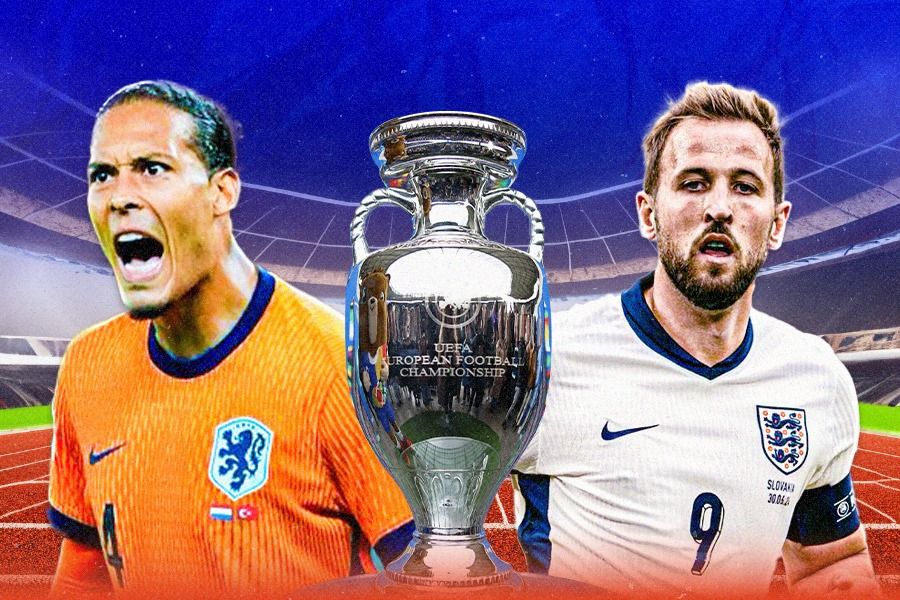 Kapten Belanda, Virgil van Dijk (kiri) dan kapten Timnas Inggris, Harry Kane. (Dede Sopatal Mauladi/Skor.id).