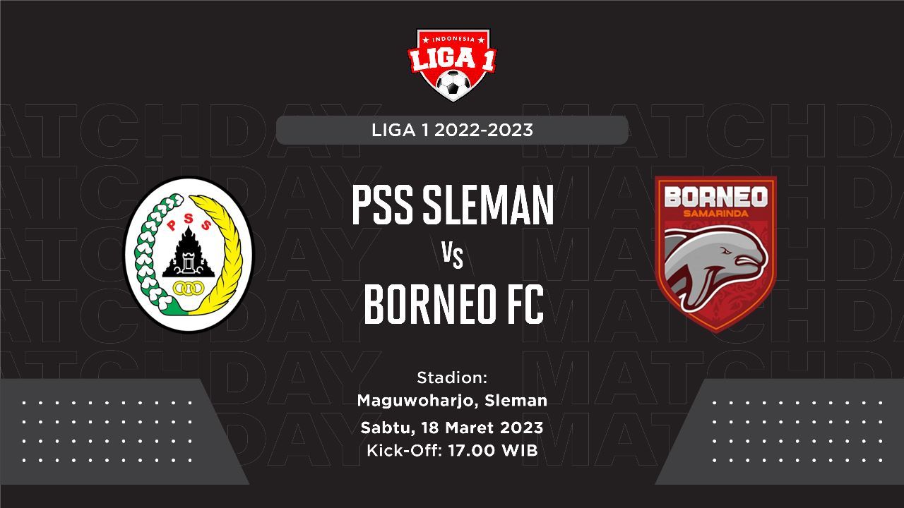 Cover laga PSS Sleman vs Borneo FC. (Grafis: Hendy AS/Skor.id)