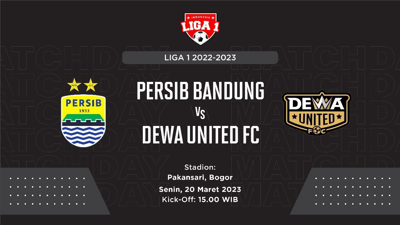 Cover laga Persib Bandung vs Dewa United FC.