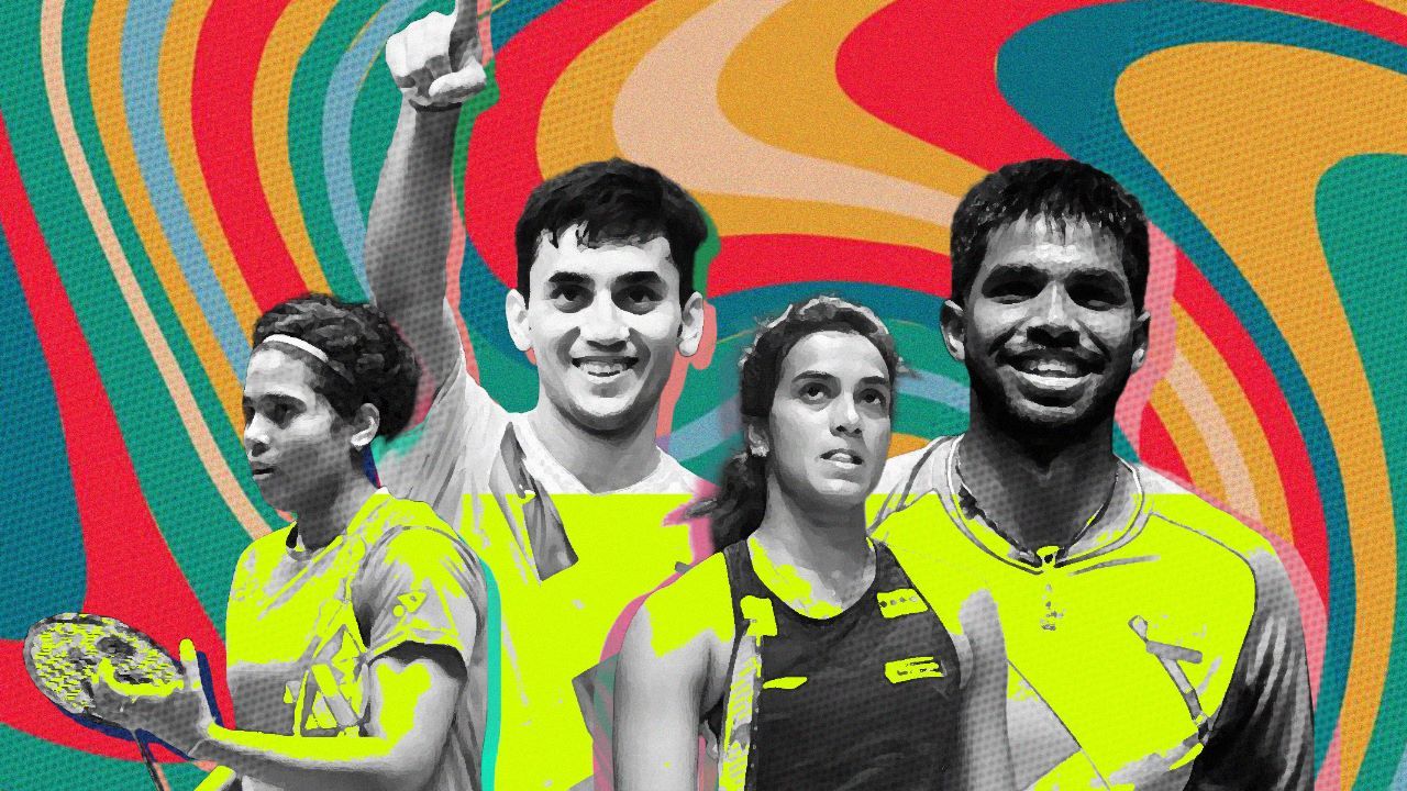 Pebulu tangkis India PV Sindhu, Lakshya Sen, Satwiksairaj Rankireddy, dan Treesa jolly