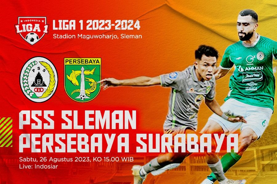 PSS Sleman vs Persebaya Surabaya pada pekan ke-10 Liga 1 2023-2024. (Rahmat Ari Hidayat/Skor.id)