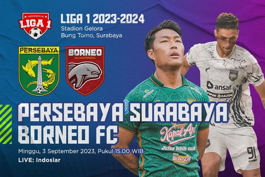 Persebaya Surabaya vs Borneo FC pada pekan ke-11 Liga 1 2023-2024. (Hendy AS/Skor.id)