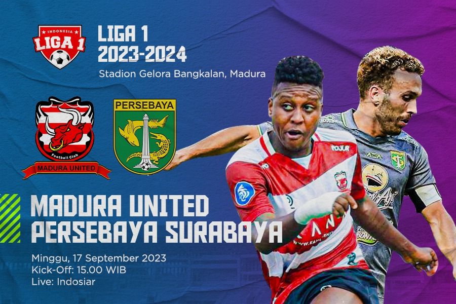 Madura United vs Persebaya Surabaya pada pekan ke-12 Liga 1 2023-2024. (Dede Mauladi/Skor.id)