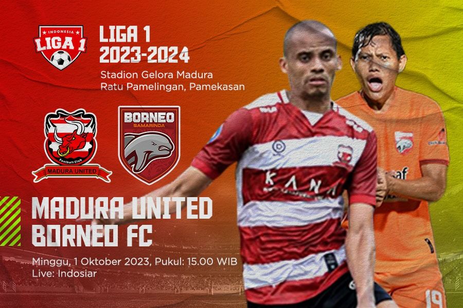 Madura United vs Borneo FC pada pekan ke-14 Liga 1 2023-2024. (M Yusuf/Skor.id)