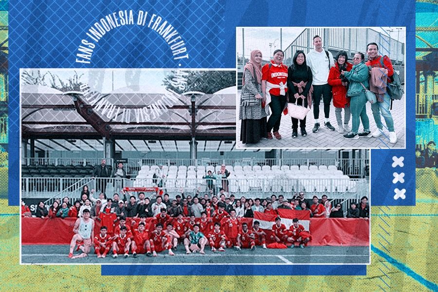Fans Indonesia di laga timnas U-17 Indonesia vs Eintracht Frankfurt U-19. (Dok. Aulia Hakim/Grafis Rahmat Ari Hidayat/Skor.id)