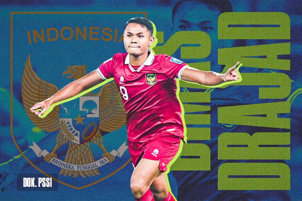 Dimas Drajad, striker timnas Indonesia. (Dok. PSSI/Grafis Hendy AS/Skor.id)