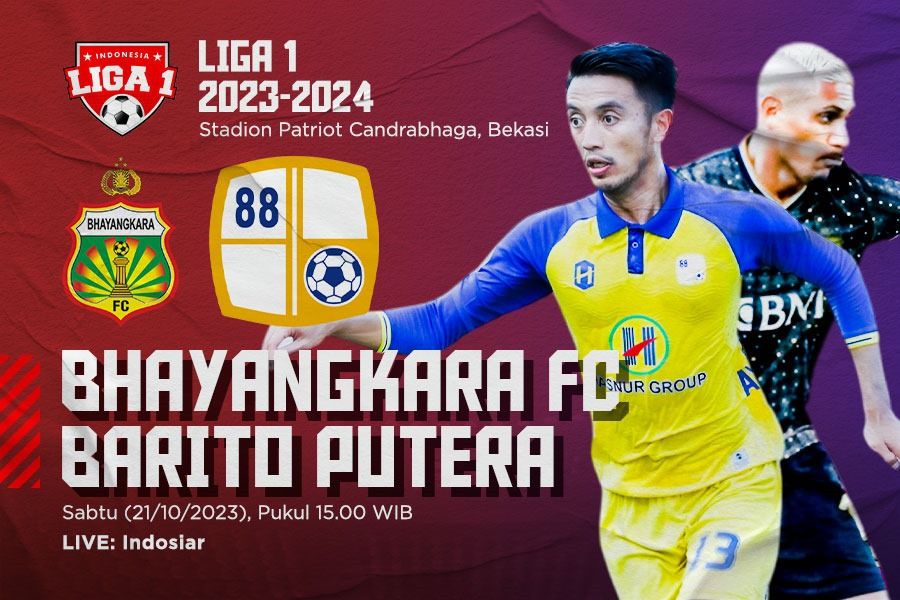 Bhayangkara FC vs Barito Putera pada pekan ke-16 Liga 1 2023-2024. (Hendy AS/Skor.id)