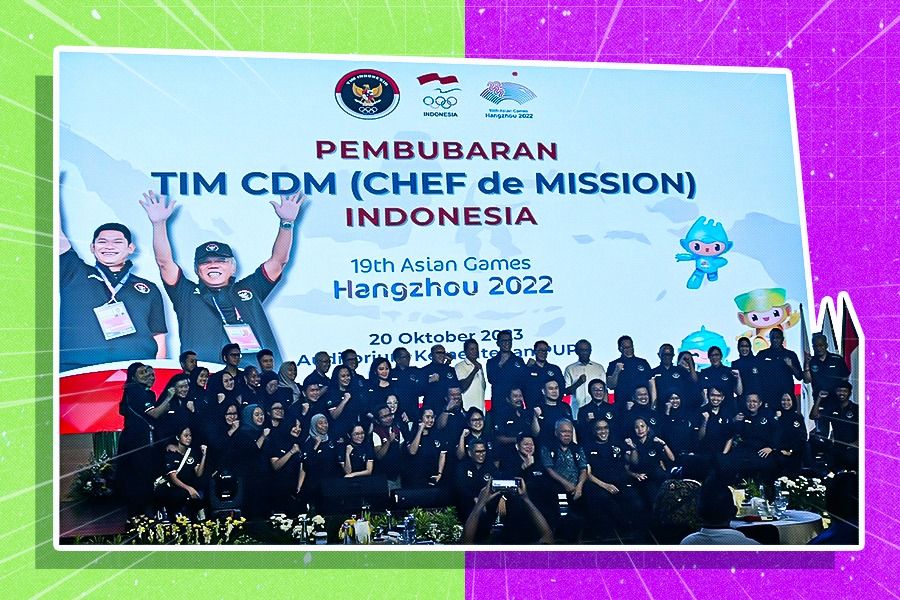 CdM kontingen Indonesia Asian Games 2022 telah resmi dibubarkan di Gedung Auditorium Kementerian PUPR, Jakarta, pada Jumat (20/10/2023).