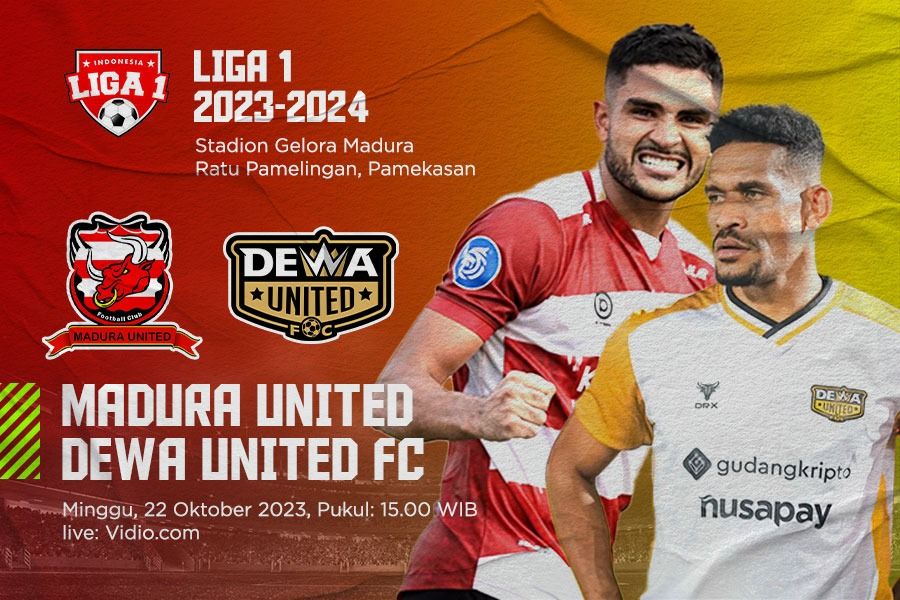 Madura United vs Dewa United FC pada pekan ke-16 Liga 1 2023-2024. (M Yusuf/Skor.id)