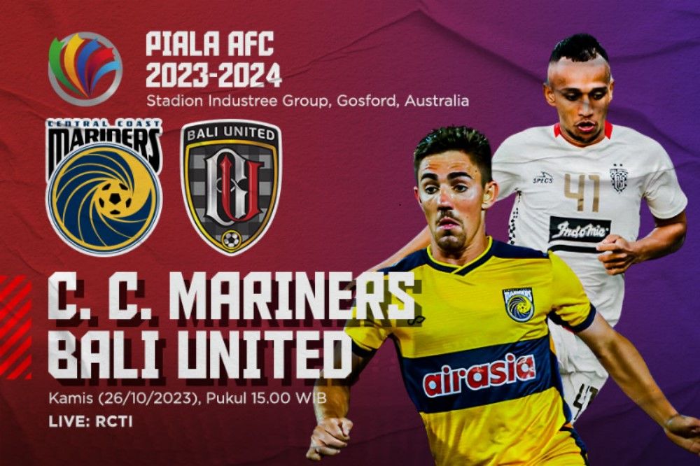 Prediksi dan Link Live Streaming Central Coast Mariners vs Bali United di Piala AFC 2023-2024