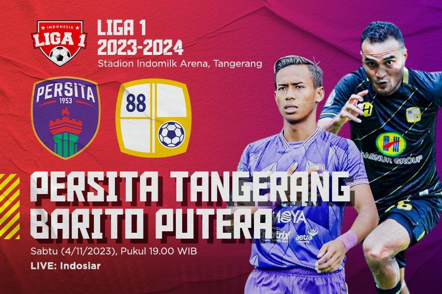 Persita Tangerang vs Barito Putera pada pekan ke-18 Liga 1 2023-2024. (Hendy Andika/Skor.id)