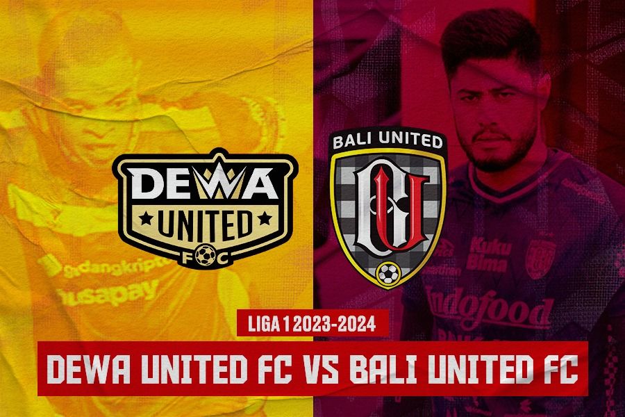 Dewa United FC vs Bali United (Alex Martins vs Adilson Maringa) untuk pekan ke-22 Liga 1 2023-2024 pada 8 Desember 2023. (Rahmat Ari Hidayat/Skor.id)
