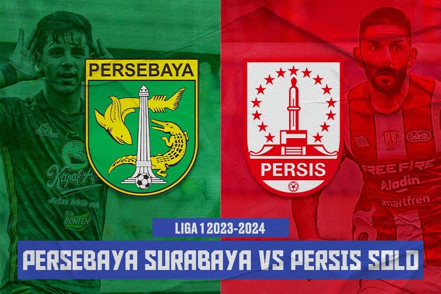 Persebaya Surabaya vs Persis Solo (Bruno Moreira vs Diego Bardanca) pada Liga 1 2023-2024, 13 Desember 2023. (Dede Sopatal Mauladi/Skor.id)