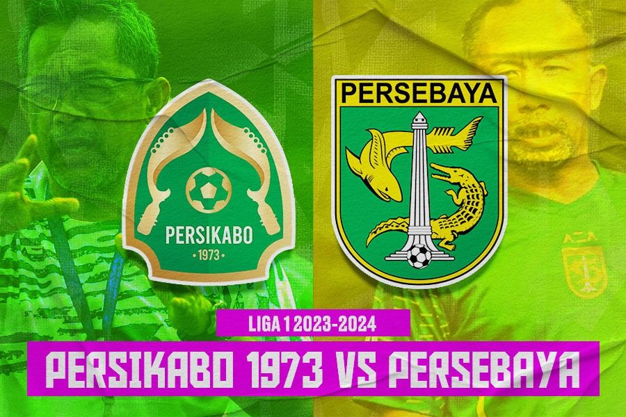 Persikabo 1973 vs Persebaya Surabaya (Aji Santoso vs Uston Nawawi) di pekan ke-23 Liga 1 2023-2024 pada 17 Desember 2023. (Yusuf/Skor.id)