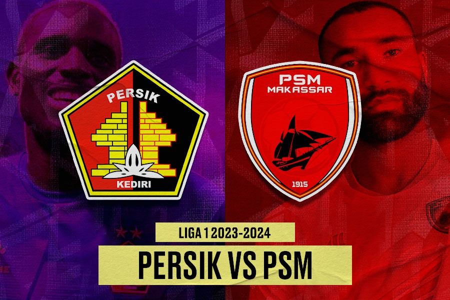 Persik Kediri vs PSM Makassar (Flavio Silva vs Yuran Fernandes) pada pekan ke-23 Liga 1 2023-2024 yang digelar 18 Desember 2023. (Yusuf/Skor.id)
