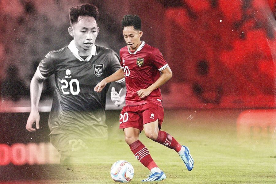 Pemain Persija Jakarta, Arlyansyah Abdulmanan saat membela Timnas U-20 Indonesia. (Foto Media Persija/Grafis Jovi Arnanda/Skor.id)