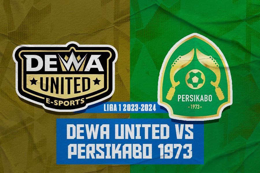 Dewa United FC vs Persikabo 1973 pada pekan ke-28 Liga 1 2023-2024 yang digelar di Stadion Indomilk Arena, Tangerang, pada 7 Maret 2023.