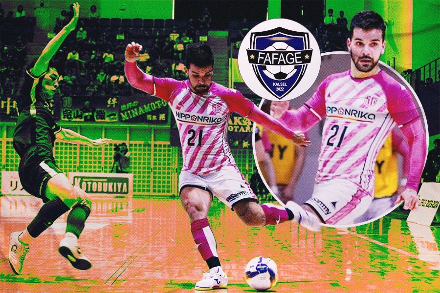 Pemain asal Brasil yang dikaitkan dengan Fafage Banua, Daniel Rosa saat masih membela Shinagawa City FC di Liga Futsal Jepang 2023-2024. (Foto Instagram Daniel Rosa/Grafis Rahmat Ari Hidayat/Skor.id)