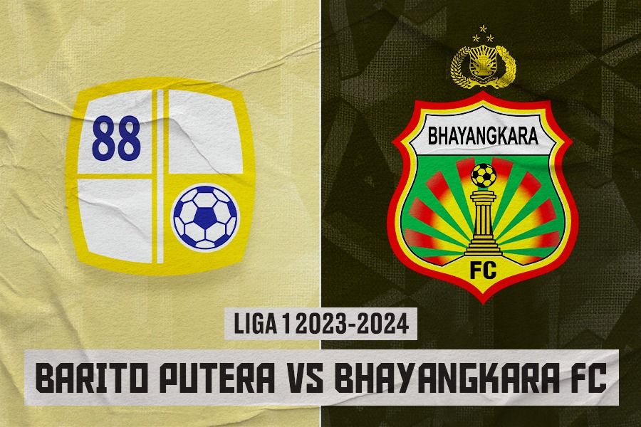 Barito Putera vs Bhayangkara FC di pekan ke-33 Liga 1 2023-2024 pada 25 April 2024. (Rahmat Ari Hidayat/Skor.id)