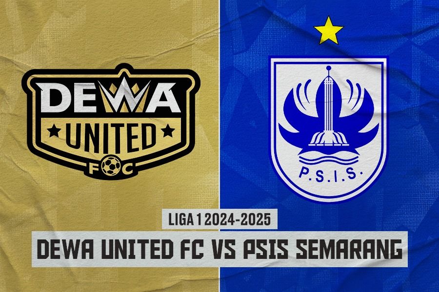 Dewa United FC vs PSIS Semarang pada pekan keempat Liga 1 2024-2025 di Stadion Si Jalak Harupat, Bandung, pada 11 September 2024.