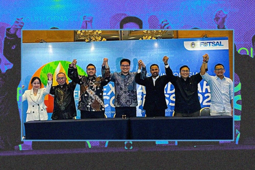 Kepengurusan baru FFI periode 2024-2028 didapatkan dalam Kongres Luar Biasa 2024 di Jakarta. 3 Oktober 2024. (Foto: Taufani Rahmanda/Grafis: Hendy Andika/Skor.id)